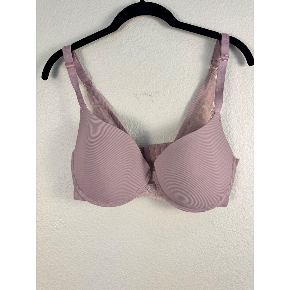 Danskin Intimates Underwire T-Shirt Bra Womens 36C Mauve Ribbed Lace Trim